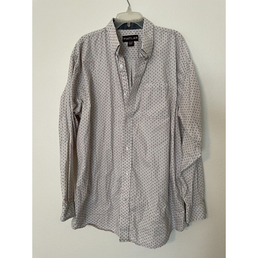 Pintlar Men's Brown White Geo Western Button Up Long Sleeve Shirt 2XLT